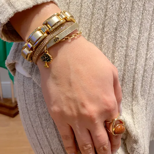 Pulseira Cartier Pingente em Couro Legítimo com Cristais e Árvore da Vida