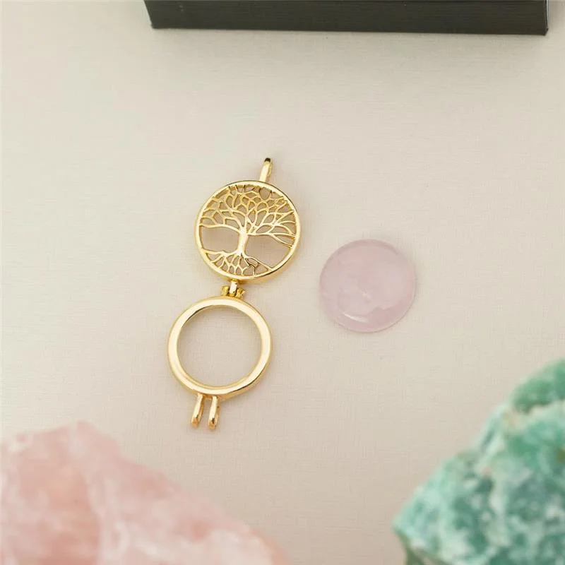 Combo Relicário Árvore da Vida Folheado a Ouro com 7 Pedras Naturais - Imagem 6