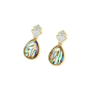 Brinco Gota Abalone Folheado a Ouro