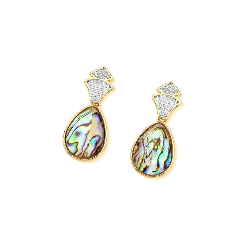 Brinco Gota Abalone Folheado a Ouro