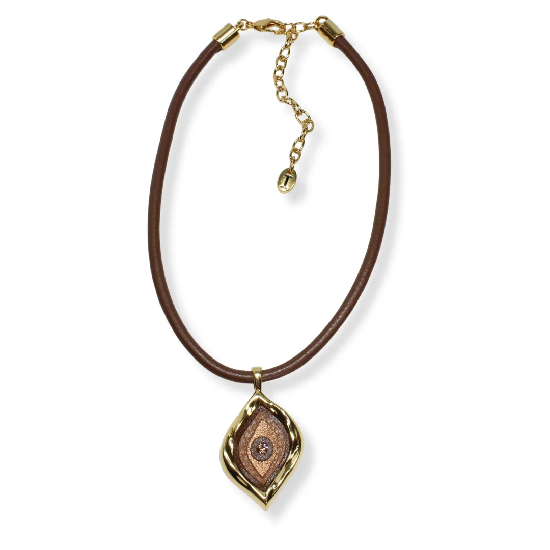 Colar Olho Grego Orgânico em Couro Cortado a Laser - Imagem 8