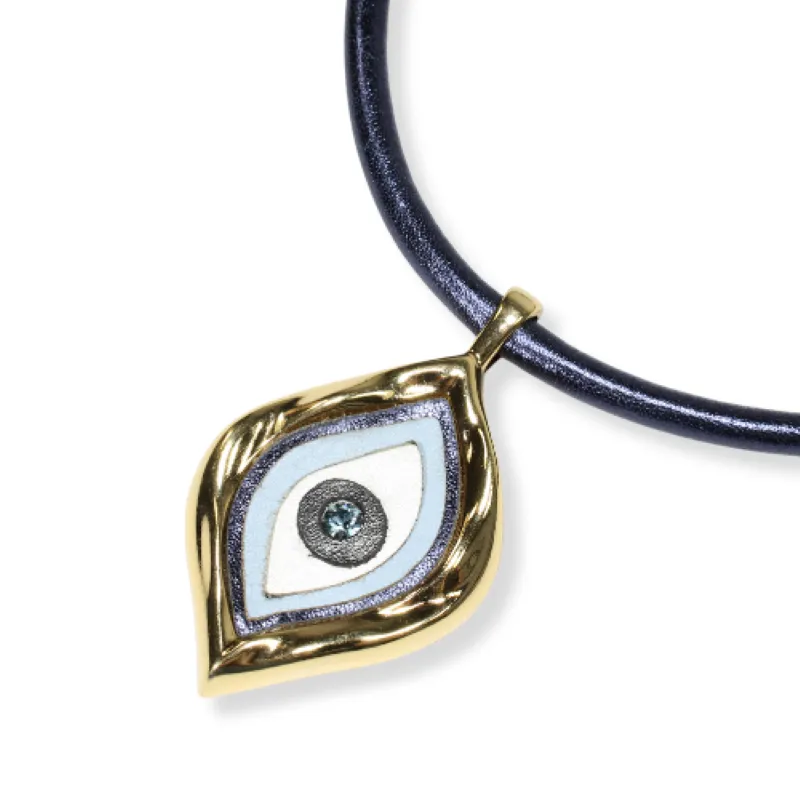 Colar Olho Grego Orgânico em Couro Cortado a Laser - Imagem 6
