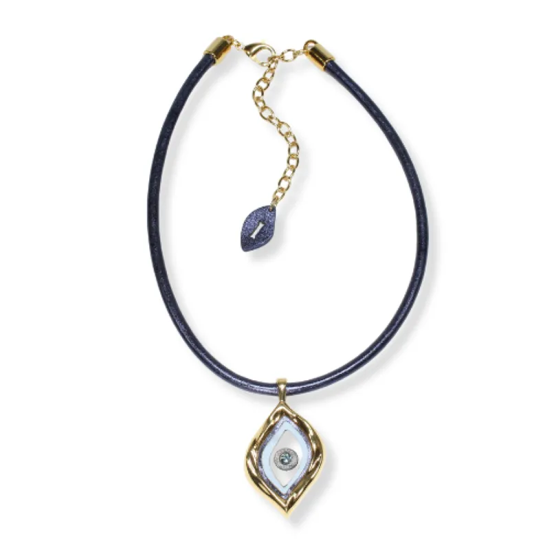 Colar Olho Grego Orgânico em Couro Cortado a Laser - Imagem 5