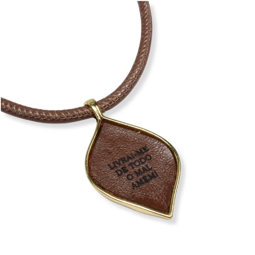 Colar Olho Grego Orgânico em Couro Cortado a Laser - Imagem 2