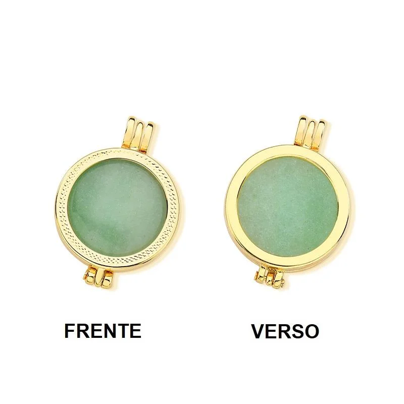 Combo Relicário Folheado a Ouro com 7 Pedras Naturais e Corrente Veneziana