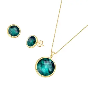 Conjunto Folheado a Ouro com Esmeralda – Coleção Eterna