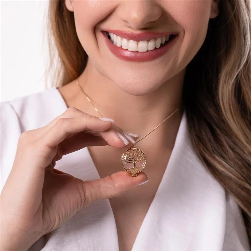 Combo Relicário Árvore da Vida Folheado a Ouro com 7 Pedras Naturais - Imagem 8