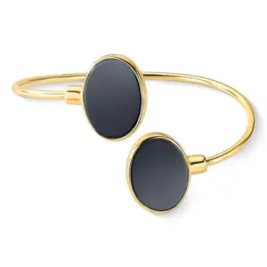 Pulseira Hematita Bracelete com Pedra Oval