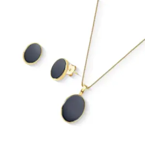 Conjunto Hematita com Pedras Ovais em Design Moderno