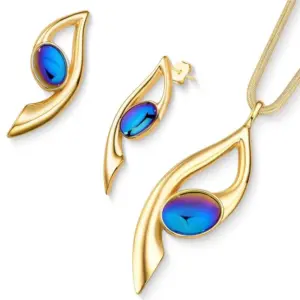 Conjunto Coleção Movimento com Pedra Oval Design Moderno