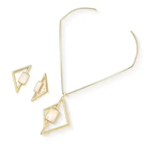 Conjunto Coleção Radiante com Pedras Retangulares Facetadas