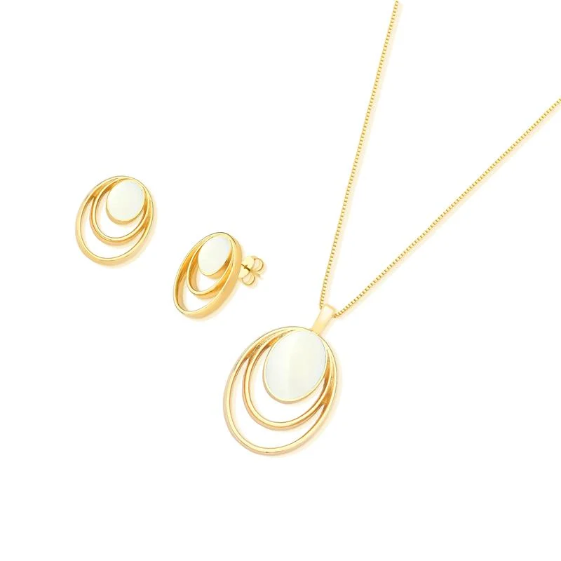 Conjunto Coleção Clássicos Básica com Pedras Naturais Oval