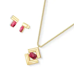 Conjunto Coleção Radiante com Pedras Facetadas Retangulares