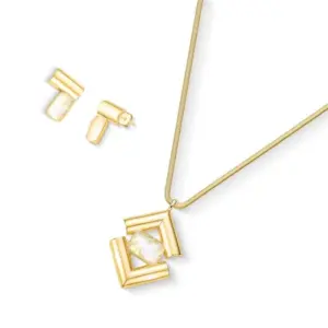 Conjunto Coleção Radiante com Pedras Facetadas Retangulares