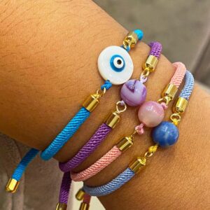 Pulseira single ajustável de pedras naturais